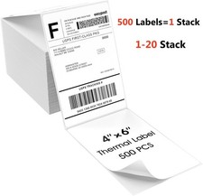500 4" x 6" Fanfold Direct Thermal Shipping Labels Perforated for Zebra  Rollo