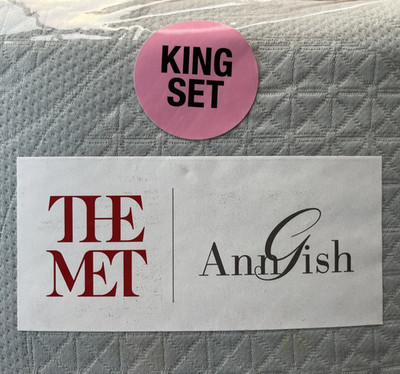 Ann Gish~The Met X~Great Hall~KING~Coverlet~w/2 Shams~3 pc~Aqua~MSRP  $525~Set~