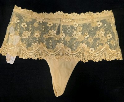 Lise Charmel France Vintage Lace Thong Yellow Panties- Medium