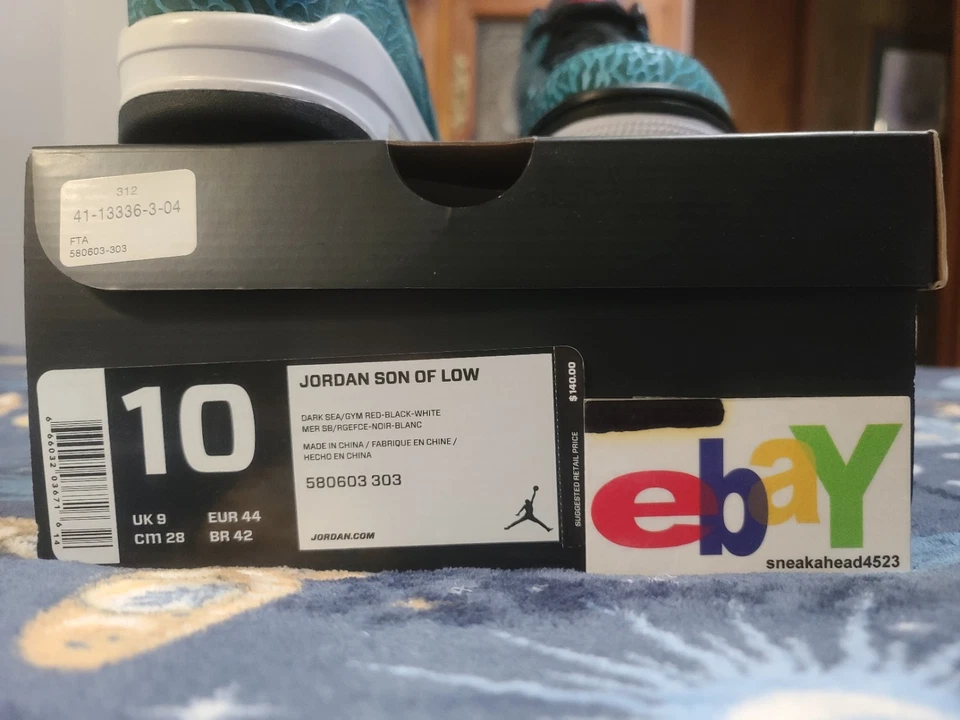 Jordan Son of Mars Low 2013 Dark Sea/Gimnasio Rojo-Negro-Blanco 580603 303 Nuevo con etiquetas Foto 4 de 4