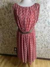 Coldwater Creek Red Belted Dress Size 14 Midi  