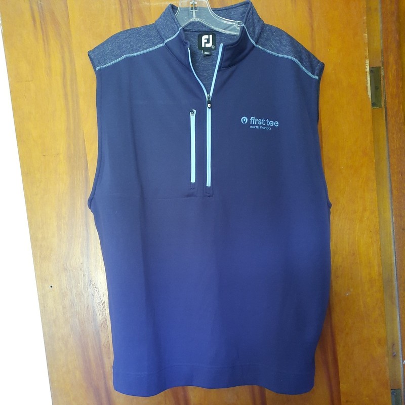 FootJoy Men's Lightweight 1/2 Zip Golf Vest Blue/Gray Sleeveless  XL First Tee