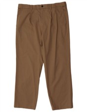 Marks & Spencer Mens Blue Harbour Straight Chino Trousers W36 L29 Brown BO13