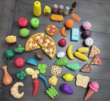 Lot of 53 Pieces Pretend Play Food Fruits Vegetables Plastic Pizza Pie Ice Cream