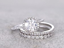 Round Cut Lab-Created 1.60Ct VVS1 Diamond Wedding Ring Set 14K White Gold Finish