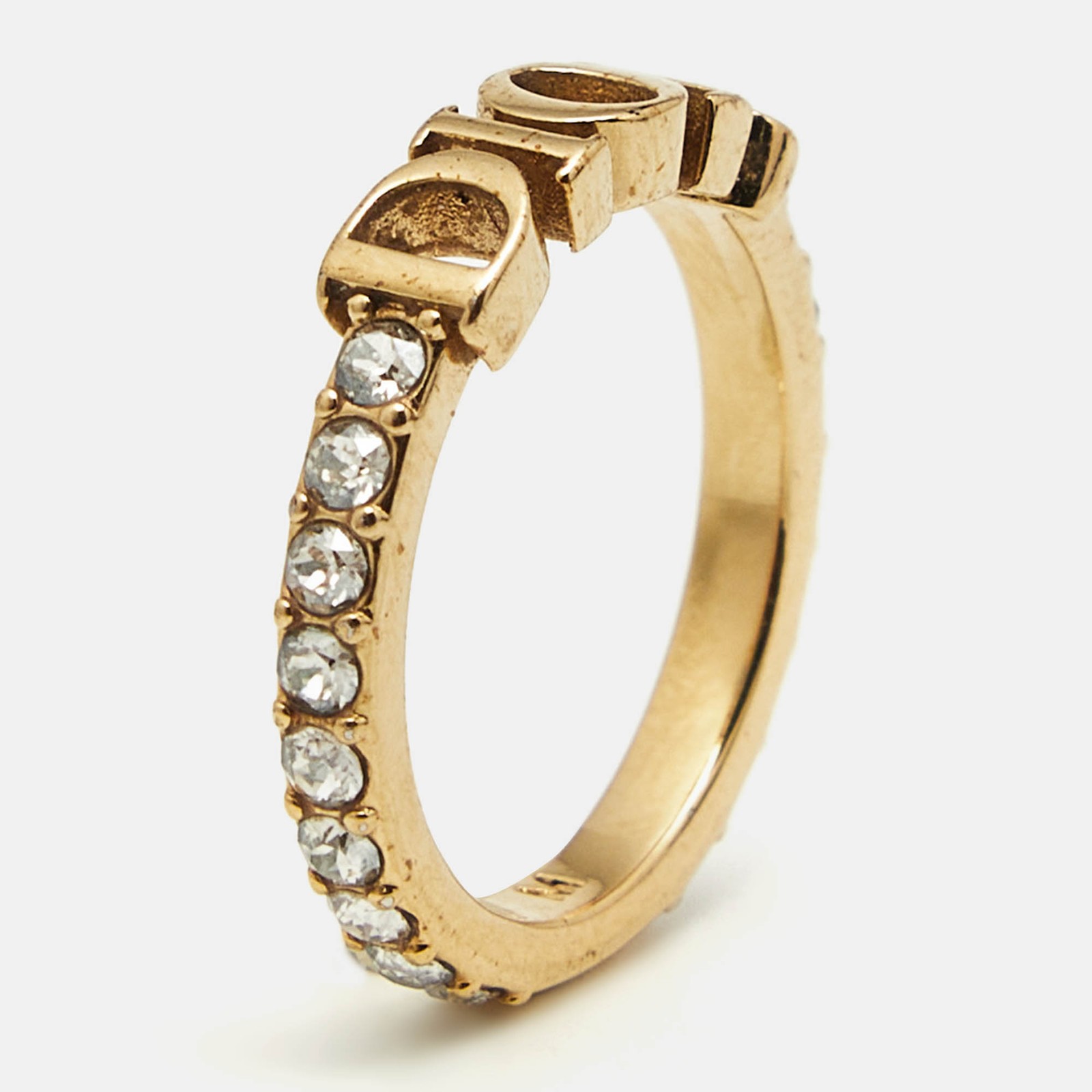 Dior Dio(R)evolution Gold Tone Crystal Ring Size 52