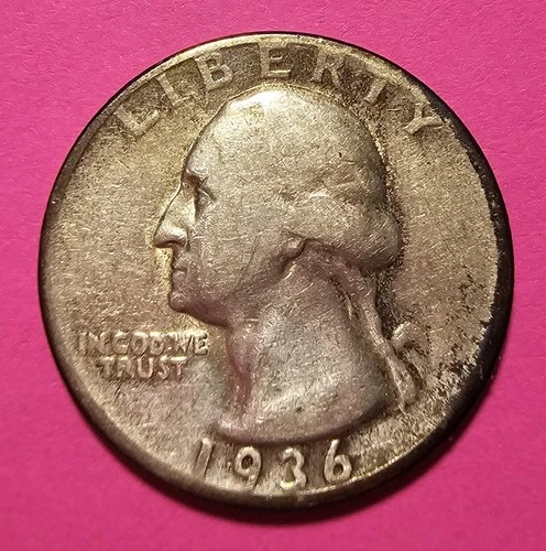 🌟NICE🌟 1936 D Washington 25c Quarter Very Good To Fine Silver