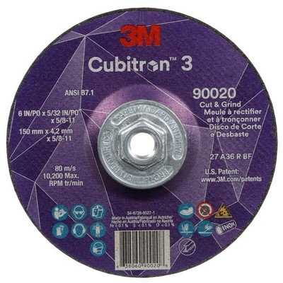 3M 7100313196 Cubitron 3 Cut & Grind Wheel 90020 T27 6in 36+ (10 Pack)
