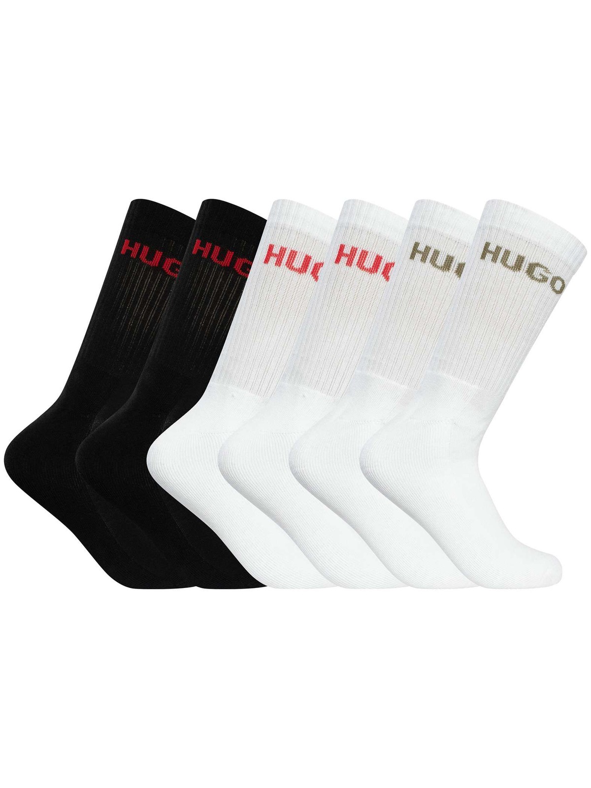 HUGO Mens 6 Pack Logo Quarter Socks Multicoloured 10390₽