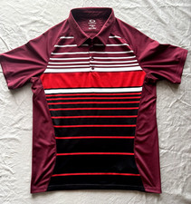 Oakley Mens Black Striped Regular Fit Short Sleeve Golf Polo Shirt Size Large