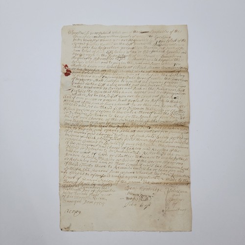 1700s US Colonial Town Document 1754 Lunenburg Massachusetts MA Pre-Revolution