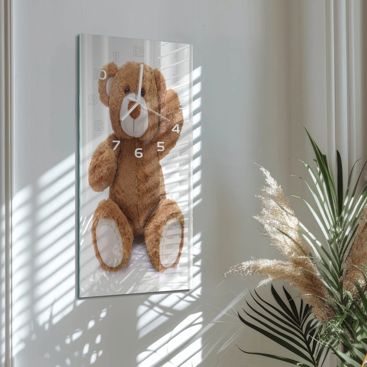 Reloj de Pared Rectangular Vertical Reloj Decorativo de Cristal Osito 30x60 cm
