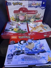 Lot of 4 Mega Construx Pokemon Evolution Sets Dragonnite, Windmill, Squirtle