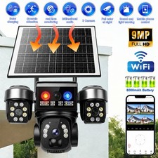 9MP FHD Security Camera WIFI Solar Camera 3 Lens PTZ CCTV Night Vision Outdoor