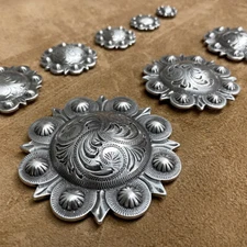 WESTERN SADDLE HORSE TACK ENGRAVED BERRY CONCHOS screw back Multi size 