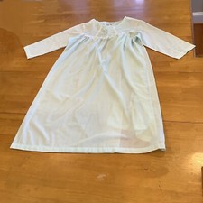 Vintage Heiress Nightgown Size Small Light Green Long Cotton Blend Lace Embrd