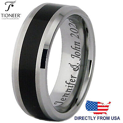 Black Tungsten Carbide Vegvisir Compass Ring 8mm Wedding Band Anniversary Ring for Men and Women Size 13.5 