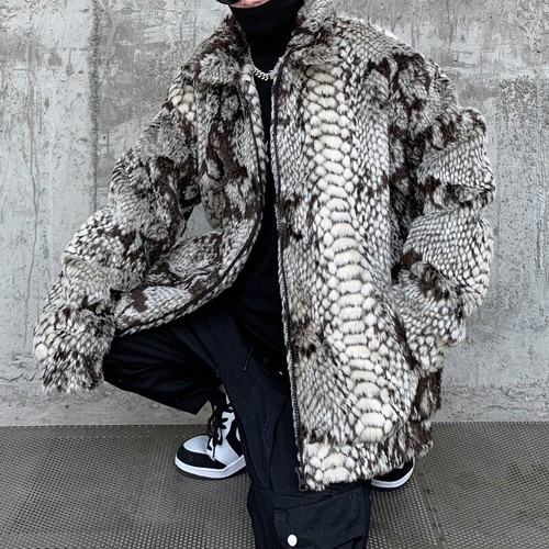 Winter Plush Thicken Cotton Coat Mens Faux Fur Full Zipper Warm Thicken Jackets - Picture 3 of 16