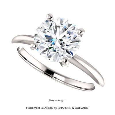 2.00 Carat Moissanite Forever Classic Solitaire Ring in14k Gold Charles&Colvard