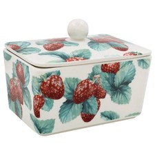 LEONARDO FINE CHINA STRAWBERRY FIELD BUTTER DISH WITH LID