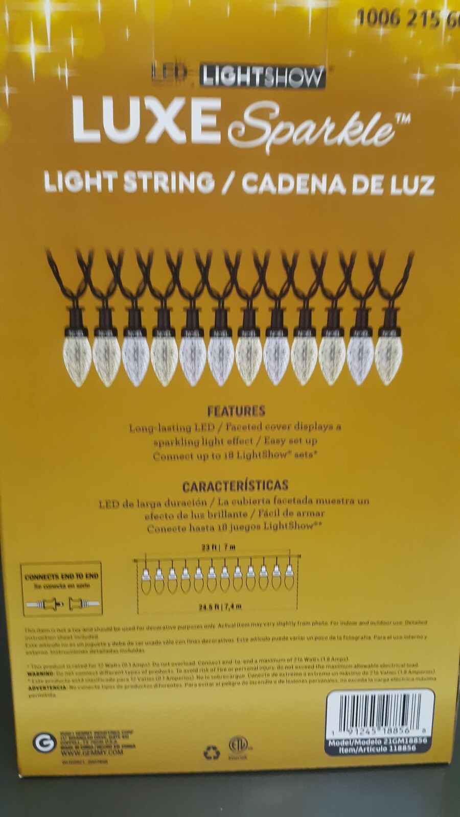 Gemmy Lightshow C9 Luxe Sparkle 24 CT White Diamond LED Christmas