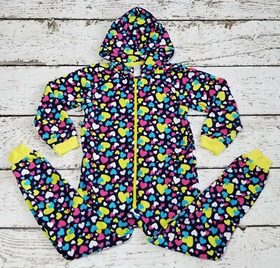 CHILDREN'S PLACE L 10 12 Girls Black Rainbow Heart One Piece Pajamas  DC-TT20 - Main Image