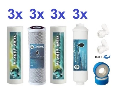PLANET-AQUA Ersatzfilter SET 10 Zoll 5 Stufen 1,5 Jahre Umkehr Osmose Anlage Wasserfilter