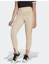 ADIDAS Originals AoP Tights allover Logo High Waist Womens Size M L Cream IA3916