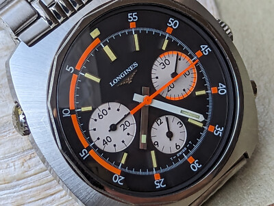 (美品)OH済 LONGINESラウンド1969年〜70年頃 cal284稼働 Vintage 1969 Longines Diver Chronograph Regatta Ref. 8224-4 w