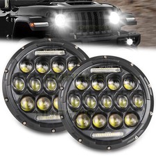 For Jeep Wrangler JK TJ 1997-18 7'' Round LED Headlight Halo Turn Signal Hi-Lo