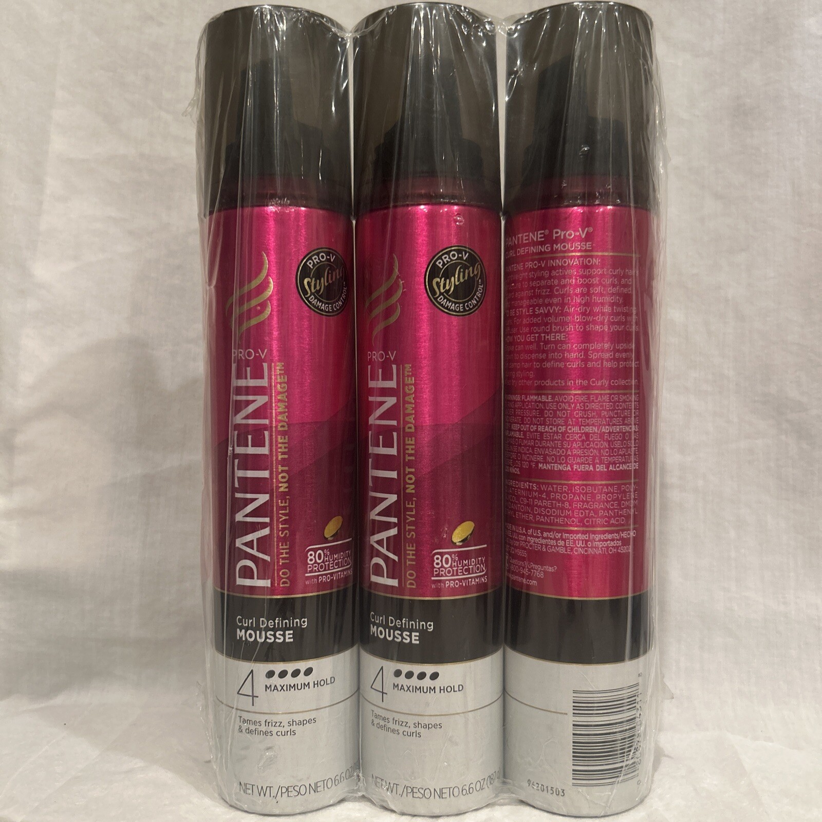 3 Pack Pantene Pro-V Curl Defining Mousse Maximum Hold 6.6 oz Original Formula