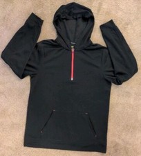 Tek Gear sz XL Black Red trim sleeves Hoodie 1/4 Zipper Jacket Pockets Mint