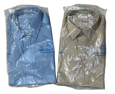 2 Brimar Men's Work Shirts Uniform Tan Blue Size 16 (READ)