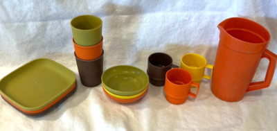 Vintage Tupperware MINI Serve It Children's Play Dish KIDS SET - Harvest 13 pc