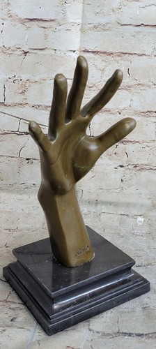 Original Abstract Hand With Face Bronze Statue Marble Base Figure Figurine Gift - Picture 5 of 10