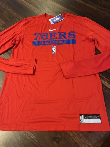 New Nike Mens Philadelphia 76ers NBA Long Sleeve Shirt Size Large Tall Red