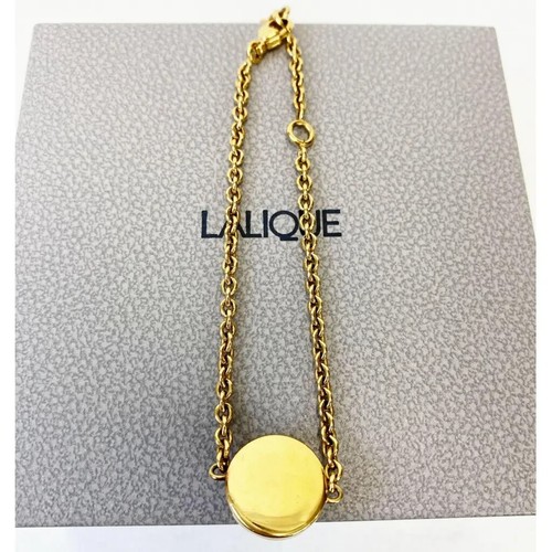 LALIQUE Toupie Clear Crystal Gold-plated Chain Bracelet GP Rare - Picture 5 of 8