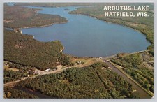 Aerial View Arbutus Lake Hatfield Wisconsin WI Postcard