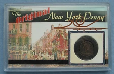 Original New York Penny - 1750s Dutch VOC copper duit coin NY