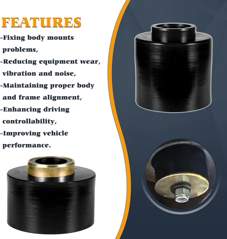 4.4123R Body Mount Bushing Set Kit For 1980-1996 Ford F150 F250 F350 XL XLT XLS Foto 2 de 4