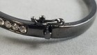 Vtg Designer Givenchy Dark Gunmetal tone Clear Ice Hinged Bangle Bracelet (A33) — photo 7