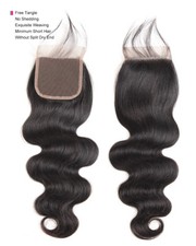 Body Wave 4x4 Lace Closure Virgin Remy Human Hair Free Part Natural Black