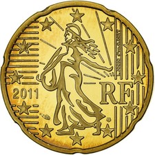[#376493] France, 20 Euro Cent, 2011, Paris, Brass, UNC, KM:1411