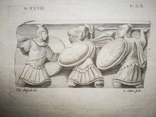 Incisione Antica fregio Soldati Romani CATTINI, Giovanni - F. A. Mayerle