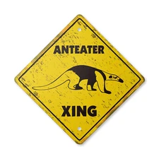 Anteater Vintage Crossing Sign Xing Plastic Rustic red black hill mound ant eate