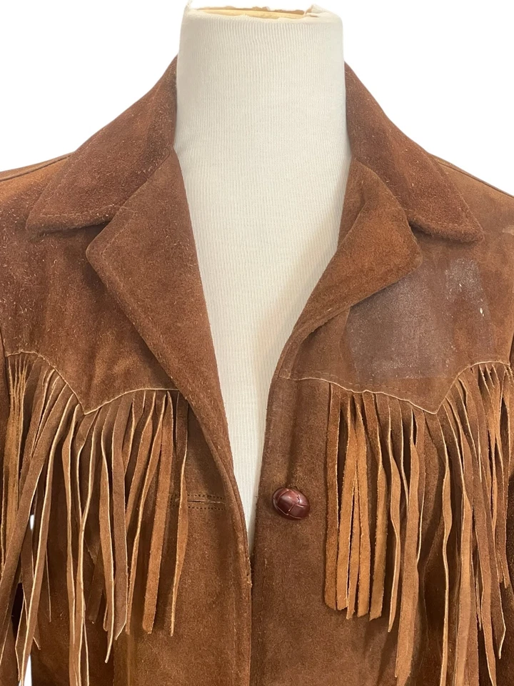 Pioneer Wear 10 Vintage Suede Leather Fringe Jacket Albuquerque Needs Love - Image 2 of 4