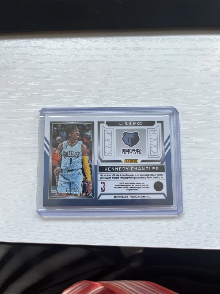 2022-23 Panini Obsidian Basketball Kennedy Chandler Rookie Jersey Ink #43/75 - Image 2 of 4