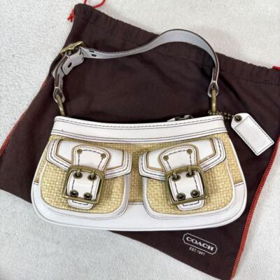 バッグ Coach Legacy Raffia Satchel Pocket Bag COACH Legacy Raffia Satchel Pocket Bag Hand Bag White Used