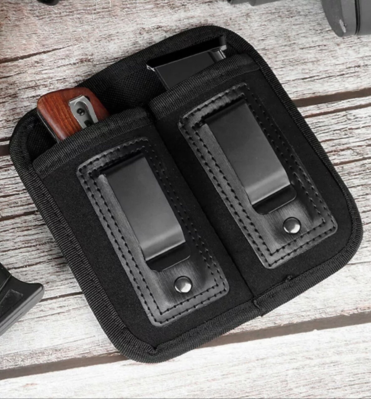 Universal Double Magazine Pouch for 9mm .40 .45 .380 .357, IWB Mag Tool Holster-image