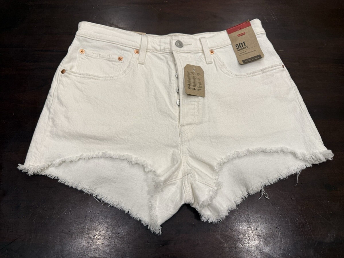 Levi's 501® Original Fit High Rise Womens Shorts Sz 31 White Raw
